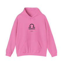 Load image into Gallery viewer, Libra Zodiac Symbol Hoodie | Centered and Unstoppable back print
