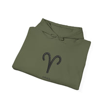 Load image into Gallery viewer, Aries Zodiac Ram Symbol Hoodie | The Blueprint (Back Print)
