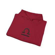 Load image into Gallery viewer, Libra Zodiac Symbol Hoodie | Centered and Unstoppable back print
