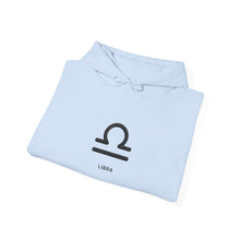 Load image into Gallery viewer, Libra Zodiac Symbol Hoodie | Centered and Unstoppable back print
