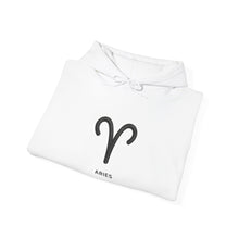 Load image into Gallery viewer, Aries Zodiac Ram Symbol Hoodie | The Blueprint (Back Print)
