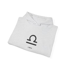 Load image into Gallery viewer, Libra Zodiac Symbol Hoodie | Centered and Unstoppable back print
