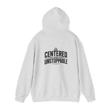 Load image into Gallery viewer, Libra Zodiac Symbol Hoodie | Centered and Unstoppable back print
