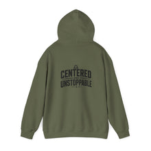 Load image into Gallery viewer, Libra Zodiac Symbol Hoodie | Centered and Unstoppable back print
