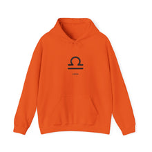 Load image into Gallery viewer, Libra Zodiac Symbol Hoodie | Centered and Unstoppable back print
