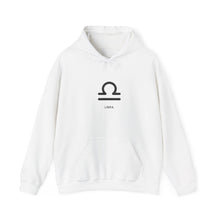 Load image into Gallery viewer, Libra Zodiac Symbol Hoodie | Centered and Unstoppable back print
