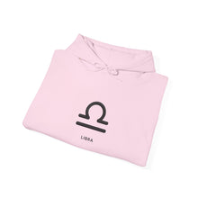 Load image into Gallery viewer, Libra Zodiac Symbol Hoodie | Centered and Unstoppable back print
